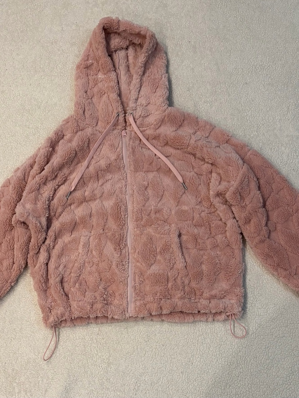 No Boundaries Plush Hooded Zip Jacket - Dusty Rose